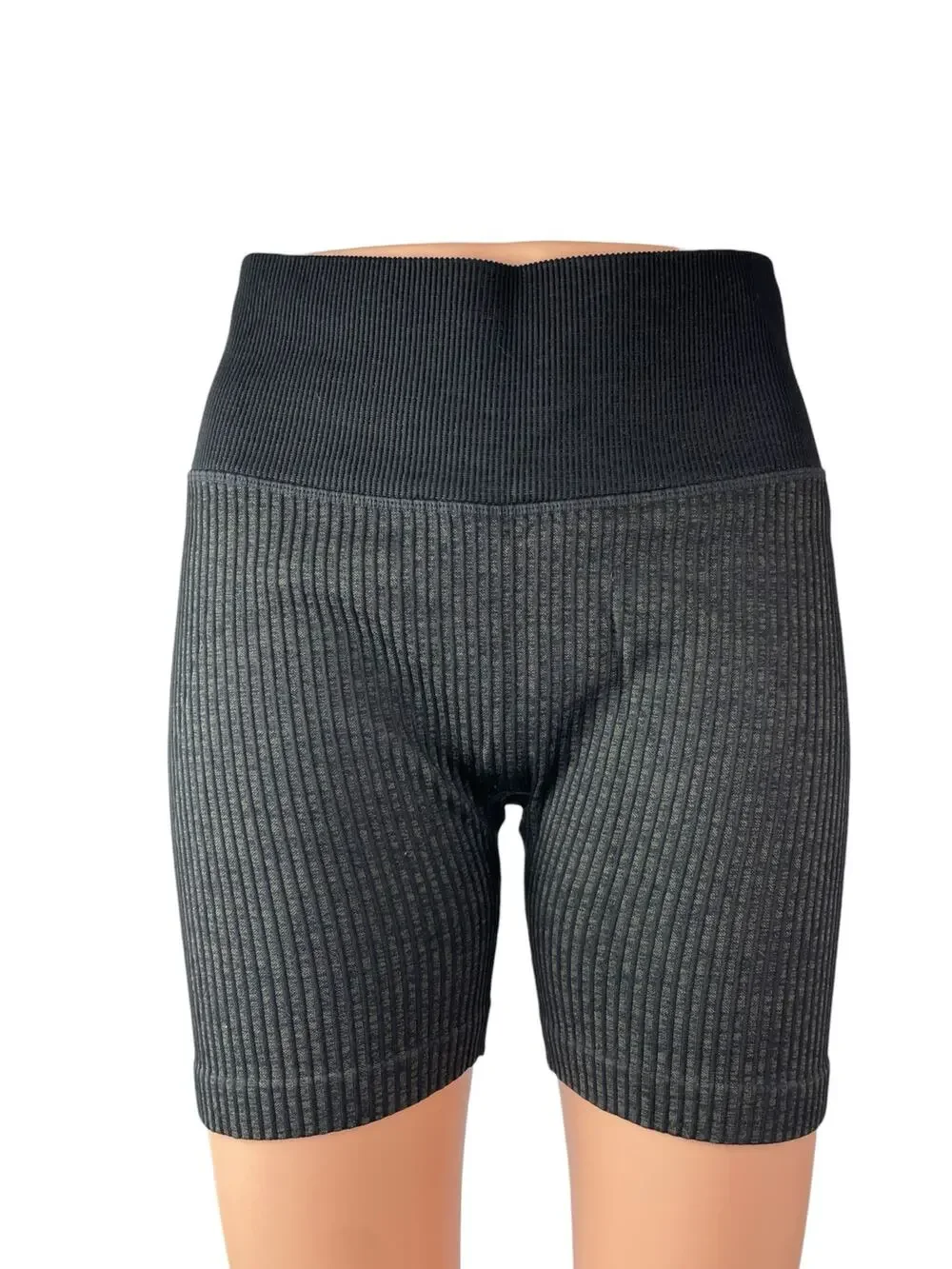 JoyLab Women's Black Ribbed High Rise Yoga Athletic Activewear Biker Shorts L/XL